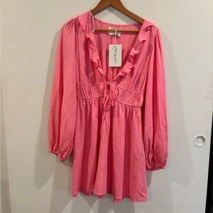 Pink Ruffled Midi Dress